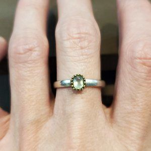 Size 9.25 925 Sterling Silver Two Tone Unknown Stone Ring